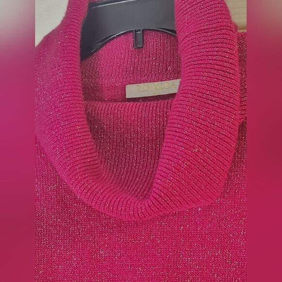 Ren Moda M/L DarkRaspberry CowlNeck LngSlv Knitted WOOLBlendSequin Women Sweater - Picture 7 of 9